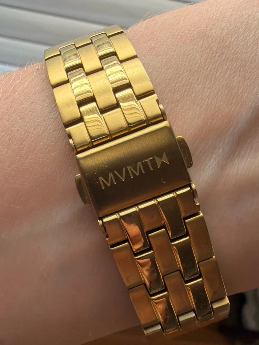 MVMT Gold Rectangular Bracelet Watch with White Dial